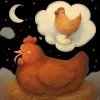 A hen dreaming.