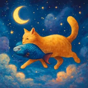 A dream where a cat takes away a fish