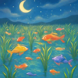 A dream where many fish are playing in a rice paddy