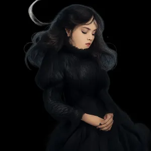A dream wearing a mourning dress