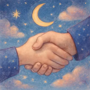 Dreaming that someone is enveloping or covering your hand while shaking hands.