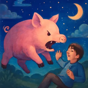 A dream about a pig the size of a calf attacking a person.