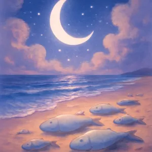 A dream of a school of fish dead on the sandy beach
