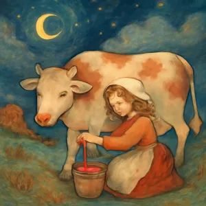 A dream of squeezing cow's milk that was tinged with blood