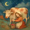 A dream of squeezing cow's milk that was tinged with blood