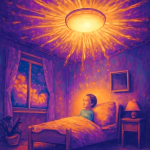 A dream where the ceiling light blazed intensely.
