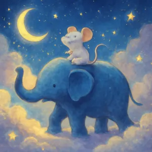 A mouse dreaming of riding on an elephant's back
