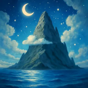 A dream of a tall mountain in the middle of the sea