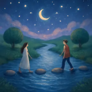 A dream where you cross a river and see someone else crossing from the opposite side