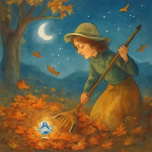 A dream in which you are raking fallen leaves and find a jewel