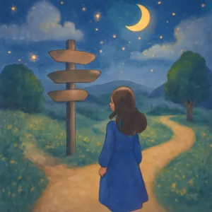 A dream of standing in front of a signpost while walking down the road
