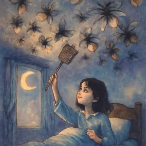 A dream about killing or shooing numerous flies that are attached to the ceiling