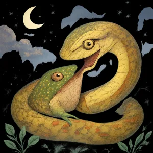 A dream in which a snake eats a toad