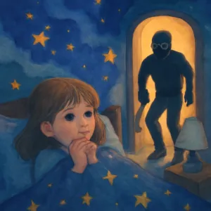 A dream where a burglar breaks in, but I am too scared to move.