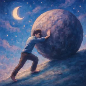 A dream in which you push a large rock up with both arms