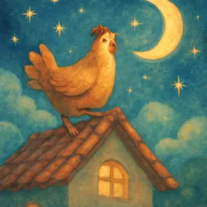 A dream about a chicken climbing onto a roof