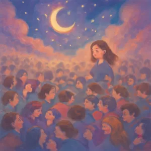 A dream where a large crowd gathered, creating a sense of chaos.