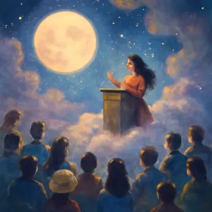 A dream where people gather to listen to a speech