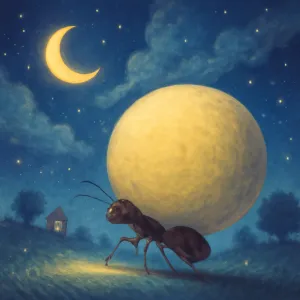 A dream about a small ant moving a large object
