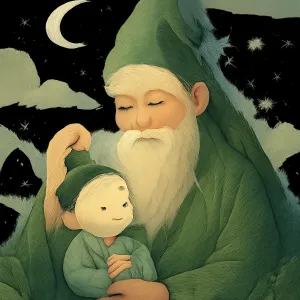 A dream in which the mountain god is holding and blessing a jade boy.