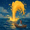A dream in which oil gushes out abundantly from the deep sea