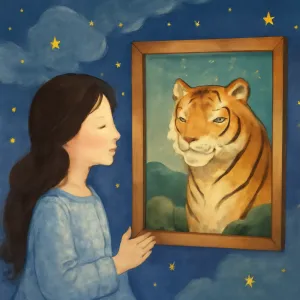 A dream of seeing a picture of a tiger or a lion