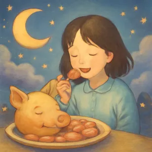 A dream about eating pig's head meat that was previously cooked for a memorial ceremony.