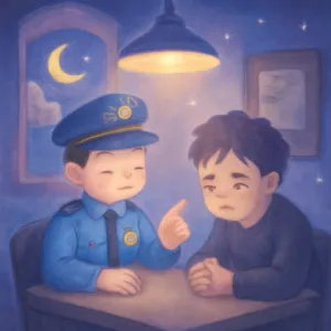 A dream where I become a police officer and conduct an interrogation.