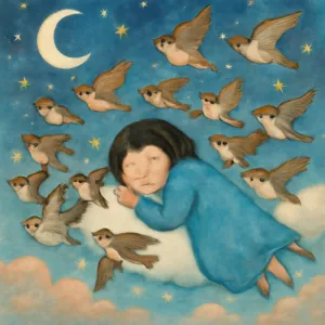 A dream where sparrows fly together in a flock