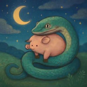 A dream in which a snake swallows a pig