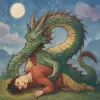 A dream about a dragon biting someone and causing their death