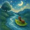 A dream of an ant riding on a leaf and following a river
