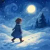 A dream about walking on snowy ground on a moonlit night