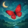 A dream of a red butterfly flying over a valley