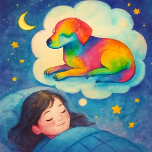 Dreaming of a dog with beautiful colors