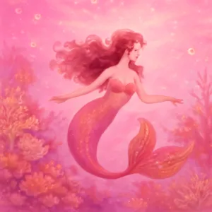 I was a mermaid swimming happily in the sea, I had a pink tail with gold markings on it, and the coral reef was so glittery and magical. And the water is light pink and sugary sweet.