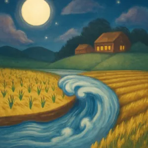 A dream about floodwaters overflowing from a rice paddy and entering another person's field
