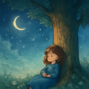 A dream leaning against a tall tree